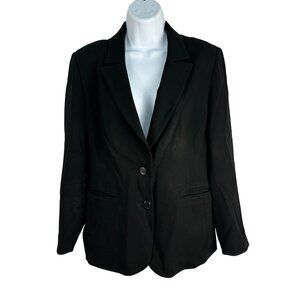 Talbots Petites Womens Blazer Black Wool Polyester Size 10